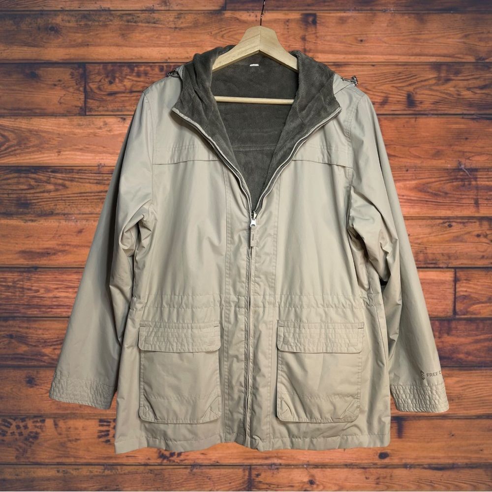 Free Country Faux‎ Fur Lined Cream Windbreaker Jacket XL